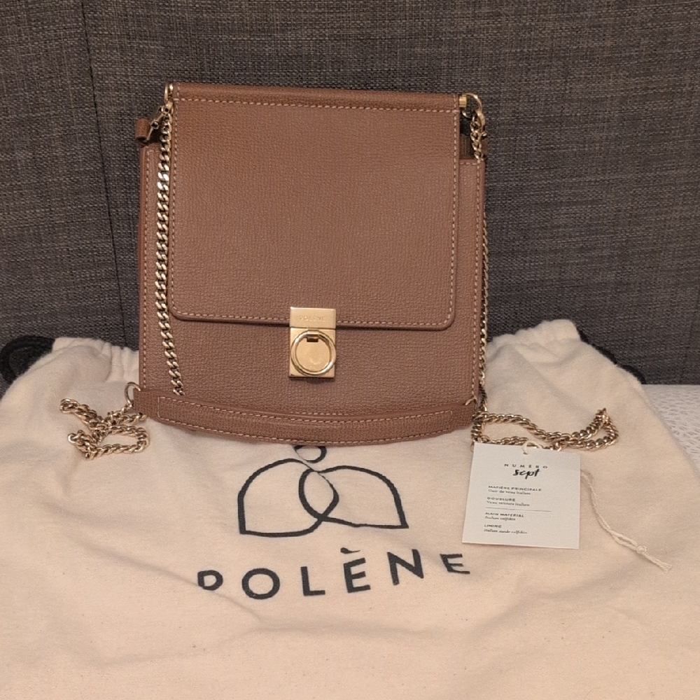 Polene Mini Numero Sept Camel Grained Leather